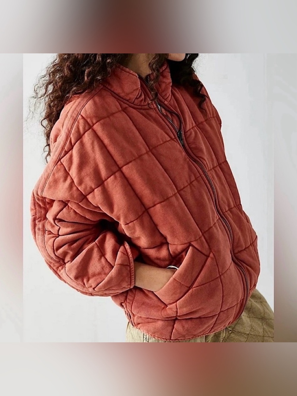Free People Dolman Quilted Jacket in Rust EUC